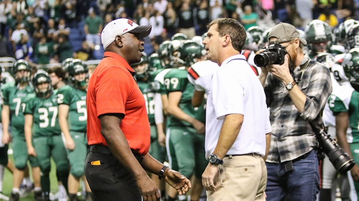 Former San Antonio Reagan coach David Wetzel (right) by Mary Scott McNabb