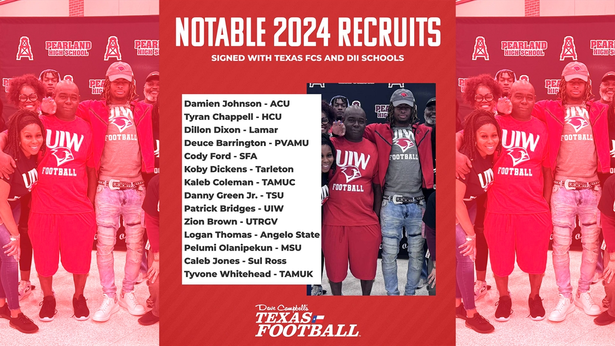 Notable 2024 TXHSFB Players Signed with Texas FCS and DII Schools