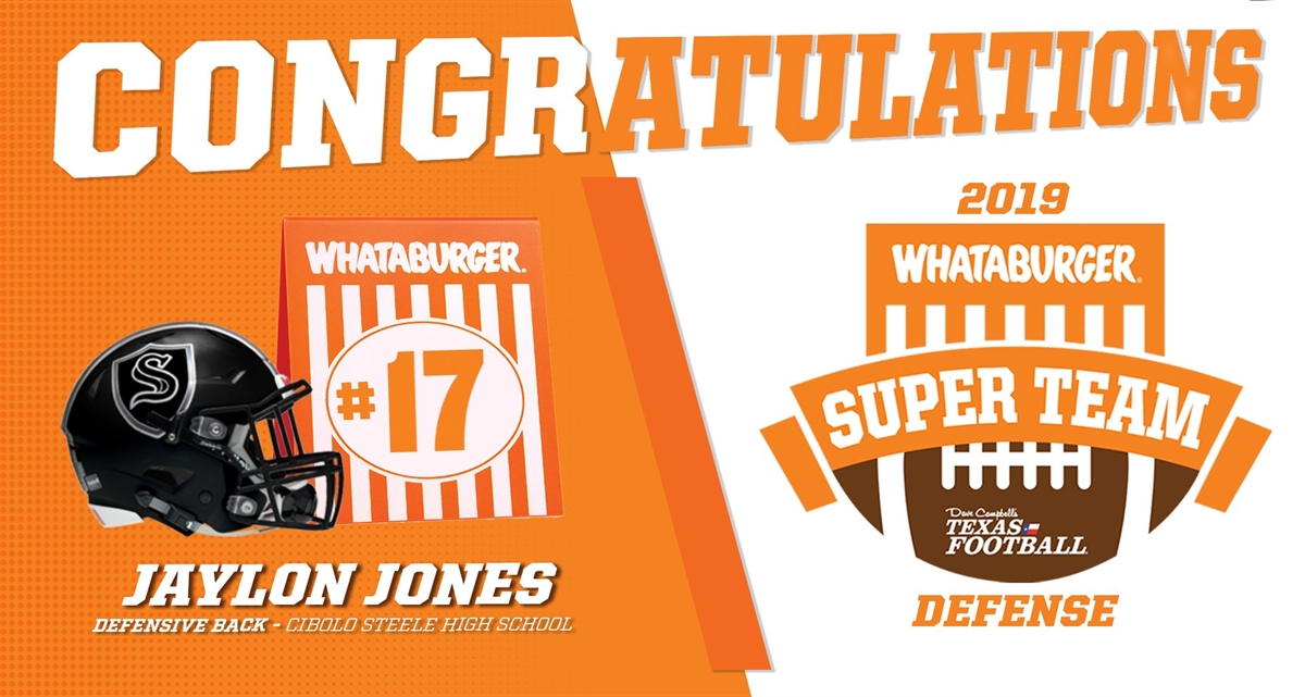 WATCH: Whataburger Super Team Presentation with Cibolo Steele DB Jaylon Jones